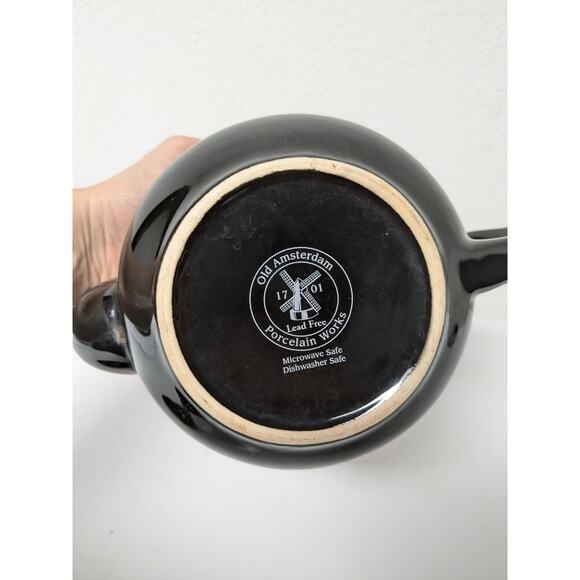 Old Amsterdam 1701 Porcelain Works Ceramic Black Tea Pot Lead Free with Lid - Picture 8 of 8